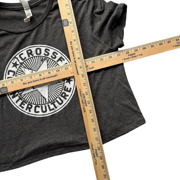 Bella + Canvas CrossFit Counter Culture Flowy Crop Tee Gray Graphic Star M - Picture 4 of 6